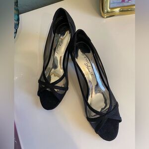 Easy Street Evening Heels Glitter Mesh